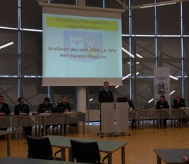 Stellvertretender Kreisbrandmeister Karsten Magister zur Eröffnung der Fortbildungsveranstaltung