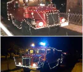 Mit dem Traditionsfahrzeug war der Weihnachtsmann in Groß Schacksdorf unterwegs.