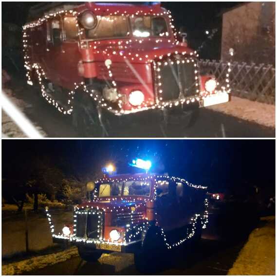 Mit dem Traditionsfahrzeug war der Weihnachtsmann in Groß Schacksdorf unterwegs.