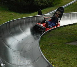 Fahrt auf der Sommerrodelbahn im Erlebnispark Teichland