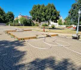 Das Spielfeld für das Ballwettspritzen