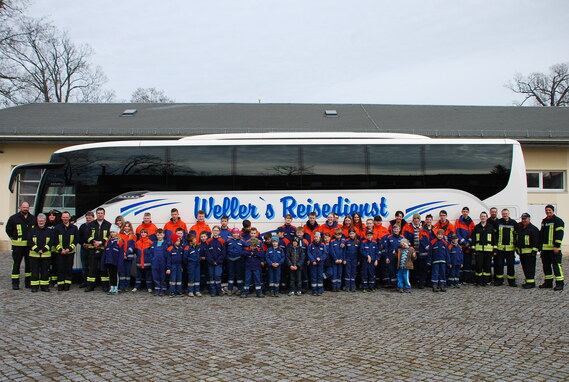 Gruppenbild vor dem Reisebus