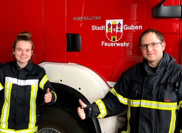 Amtseinführung der stellv. Stadtjugendfeuerwehrwartin Lea Prüfer mit Stadtjugendfeuerwehrwart Guben Nico Hammel