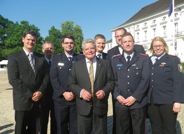 Robert Buder und Stefan Labahn gemeinsam mit Vertretern anderer Verbände und unserem Bundespräsidenten.