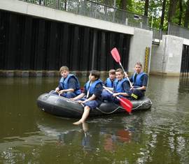 Schlauchboottour auf dem Mühlgraben.