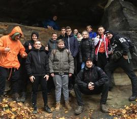 Gruppenfoto während der Wanderung in der Sächsischen Schweiz.