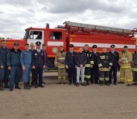 Gruppenbild nach der Einsatzübung mit Feuerwehren des Bezirkes Wolgograd
