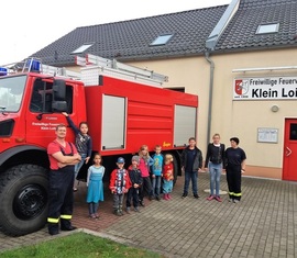 Die Kinder der neuen Kidsgruppe der Freiwilligen Feuerwehr Klein Loitz